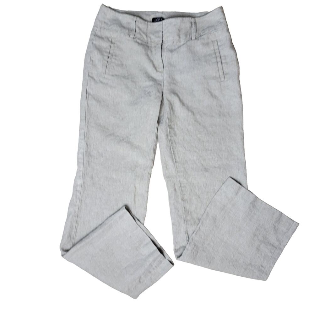 LOFT 100% Linen Pants Marisa Trouser 4 Flare‎ Leg Khaki Color Beige Casual